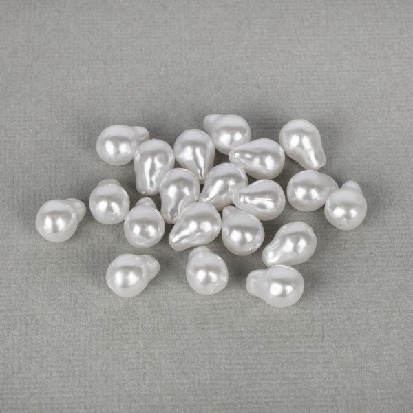 Бусины пластик (жемчуг) 11х9 мм, 200 шт (10х20 шт), №01 маленькая капля под жемчуг, Zlatka WDB-11