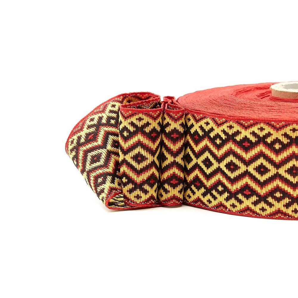 Лента (тесьма) жаккардовая 50.0 мм / 25±1 метров, рис. 9433, (красный) С3379Г17