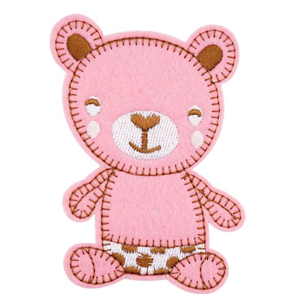 Термоаппликация Мишутка 70х97мм (Pink (розовый)), 2 шт, LA524