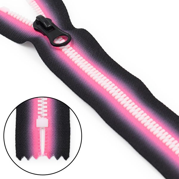 Молния трактор Т5 (5 мм) 1 зам., н/раз., декор. звено, 18 см, автомат, белый/розовый меланж, 10 шт