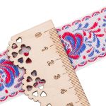 Лента (тесьма) жаккардовая 32.0 мм / 25±1 метров, рис. 9581 Гжель, (3 белый/красный/синий) С1853Г17