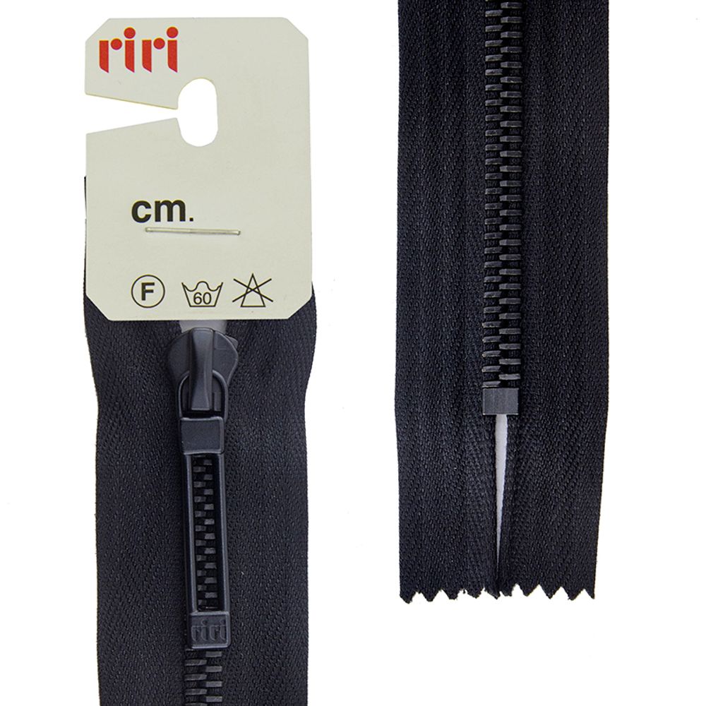 Молния металлическая карман. RIRI Т6 (6 мм) BI, слайд.Stab, н/раз., 18 см, цв. тесьмы 2110, черный, упак. 5 шт
