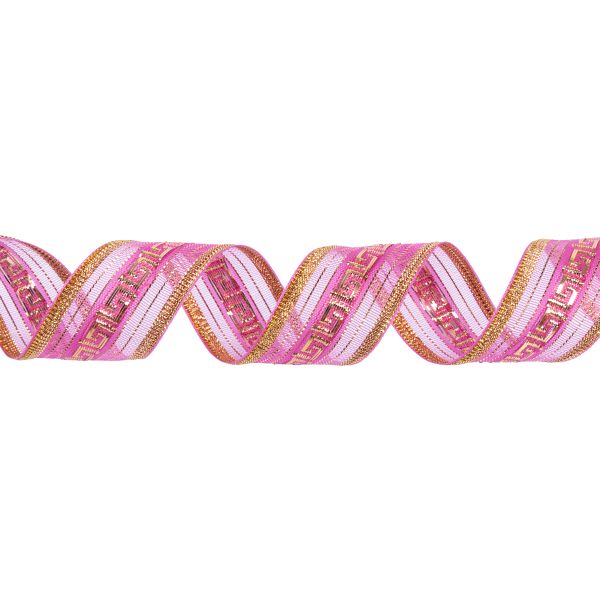 Лента металлизированная Подарочная 25±2 мм / 25±0.5 метров, сиреневый-под золото, Blitz