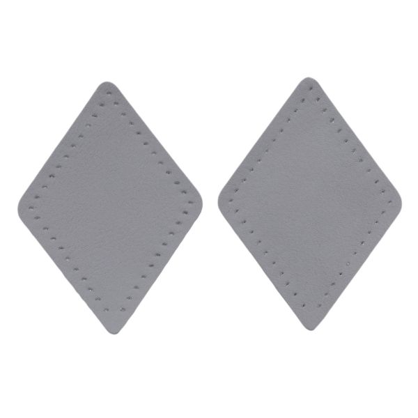 Заплатки пришивные из кожи, ромб 6х8,4см с перфорацией, 2 шт, 100% кожа, 07 серый, 9115
