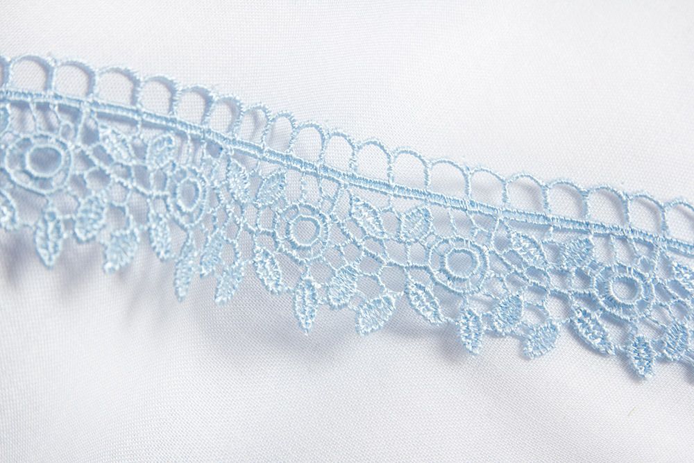 Кружево гипюр (плетёное) 30 мм / 10 м, голубой, Gamma GGM-3001