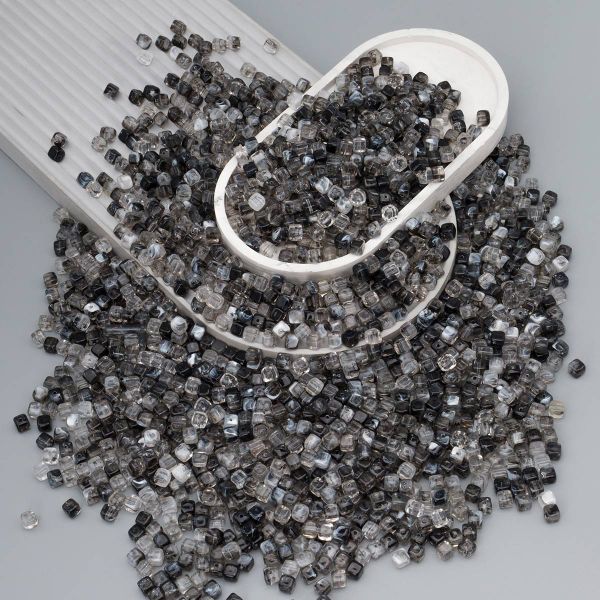 Бусины акрил 6.5х6.6 мм, 500 г, прозрач. в цвете, куб, AD032 серый аквамарин, (7748713)4658 , Astra&Craft