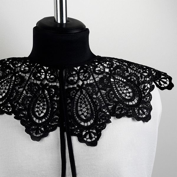 Пришивной кружевной воротник TBY.13/185 цв.черный уп.1шт, Kruzhevo