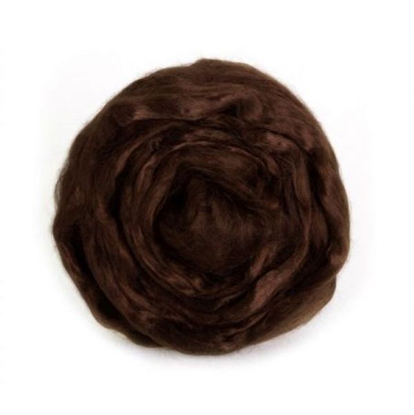 Шерсть для валяния вискоза Троицкая Гребенная лента 1х50г, 0017 шоколад