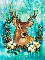 Алмазная (кристальная) мозаика Фрея, Праздничный олень 30х40 см