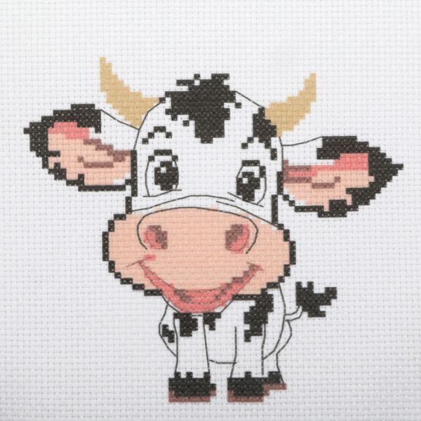 Набор для вышивания нитками Hobby&Pro Kids, Весёлый бычок 19х18 см