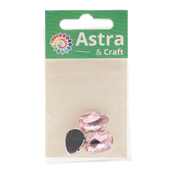 Хрустальные стразы в цапах формы капля, розовый 13х18 мм, 3 шт., АЦ006НН1318