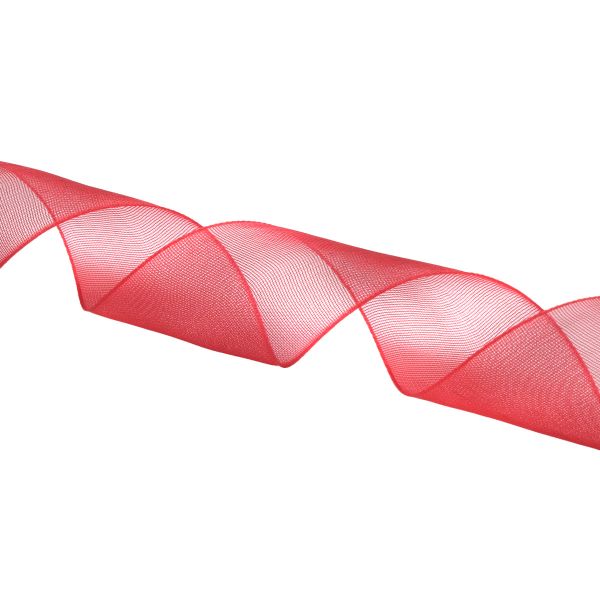 Лента капроновая (органза) 2,5см / 22,86м (26 красный)