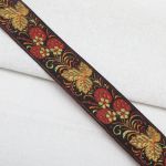 Лента (тесьма) жаккардовая 32.0 мм / 25±1 метров, рис. 9420 Клубничка, (черный) С1853Г17