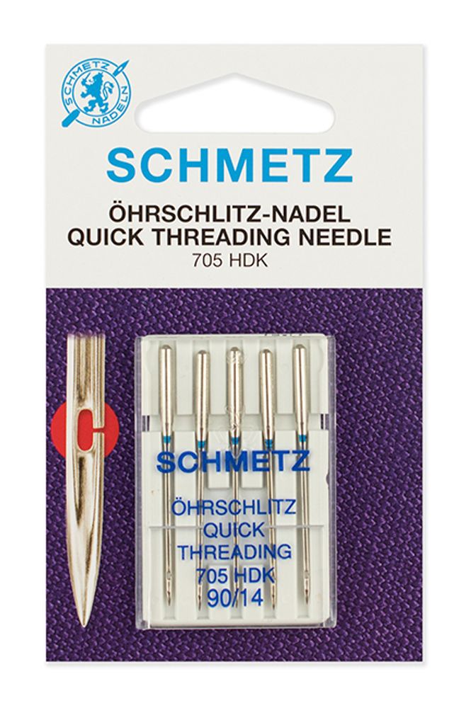 Иглы для швейных машин легковдеваемые Schmetz 130/705H №90, уп. 5 игл