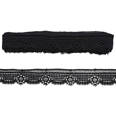Кружево гипюр (плетёное) 40 мм, матовая нить, черный, 13.72 м, S090700