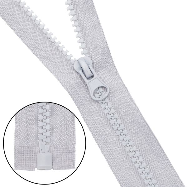 Молния трактор Т5 (5 мм) 1 зам., разъем., 75 см, 154 св.серый, 10 шт