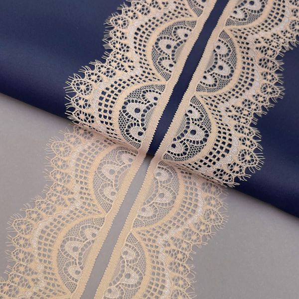 Кружево эластичное (стрейч) 60 мм / 2.7 метра, C180 бежевый, QYE-021