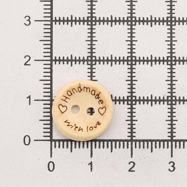 Пуговицы на 2 прокола Handmade with love 24L (15мм), дерево (Milk (молочный)), W22, 36 шт