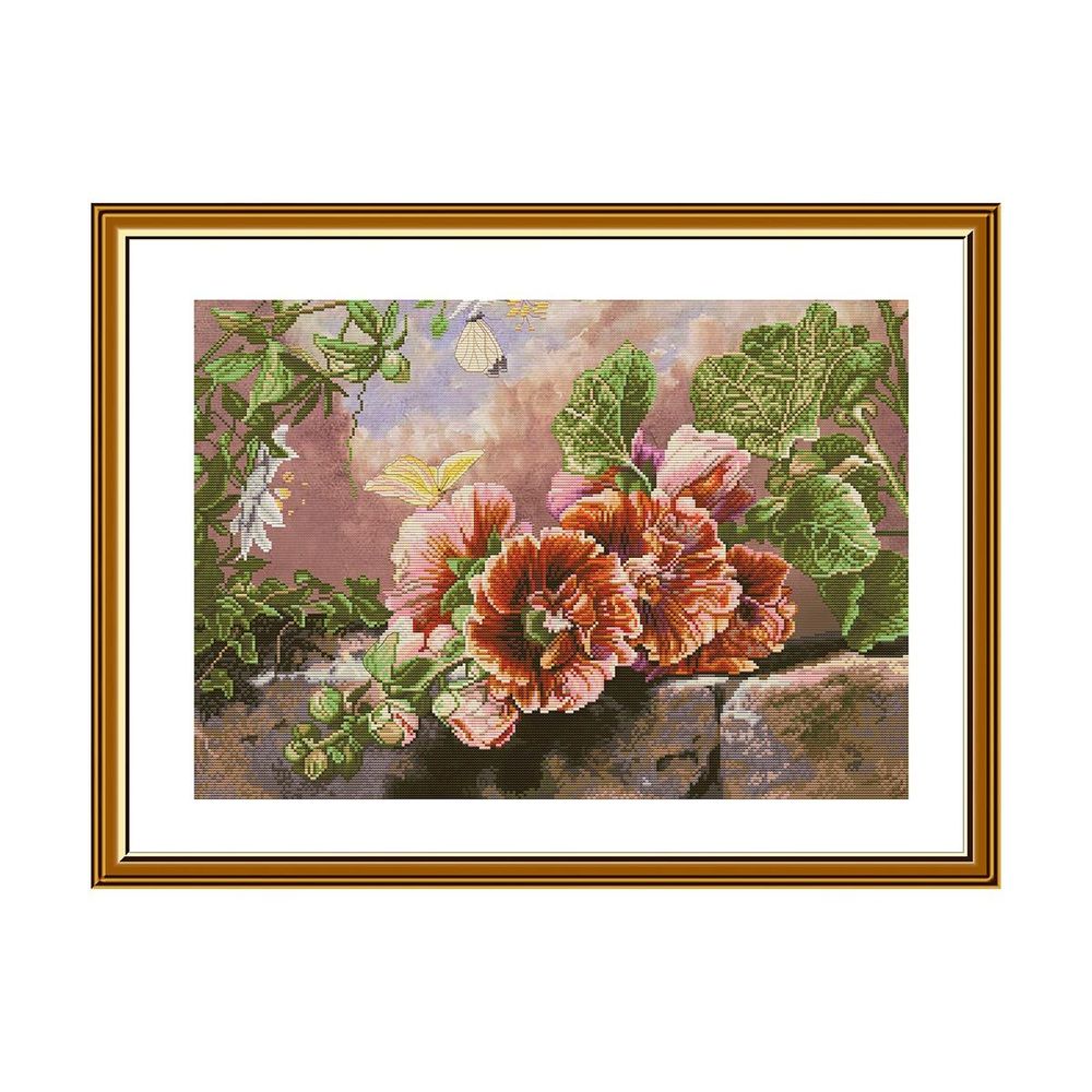 Набор для вышивания нитками Нова Слобода, Мальвы 41х28см