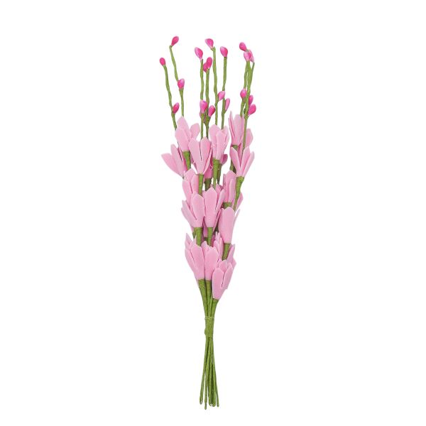 Веточка декоративная букетик, цветочек-фоамиран, 22см, цв. розовый, С-2006
