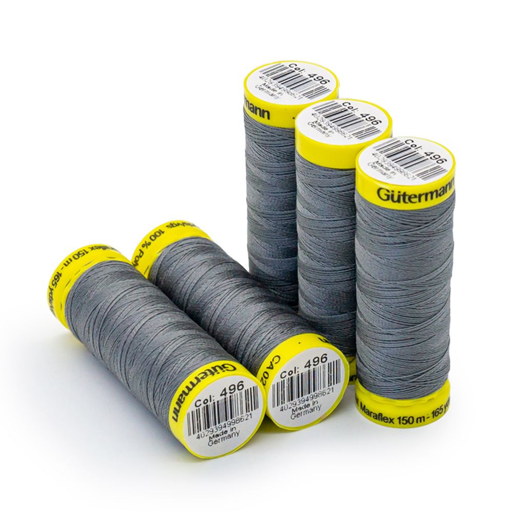 Нитки для трикотажа Gutermann Maraflex, 150м, 496 серо-стальной, 5 катушек