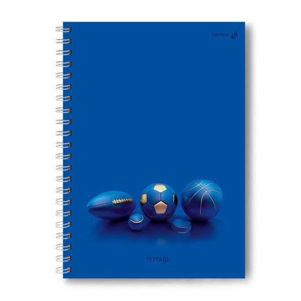 Тетрадь ученическая общая, выборочный УФ лак, A4 96 л. на гребне 65 г/м², белизна 100 %, 4 шт, клетка, 01259 Всем спорт, Светоч Т132