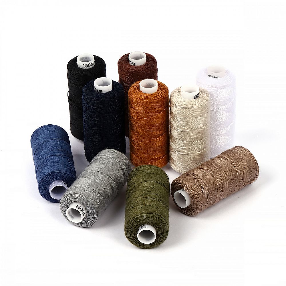 Швейные нитки (набор) 20/3 джинсовые, 10 кат. по 150 м, 100% п/э, цв.ассорти 1