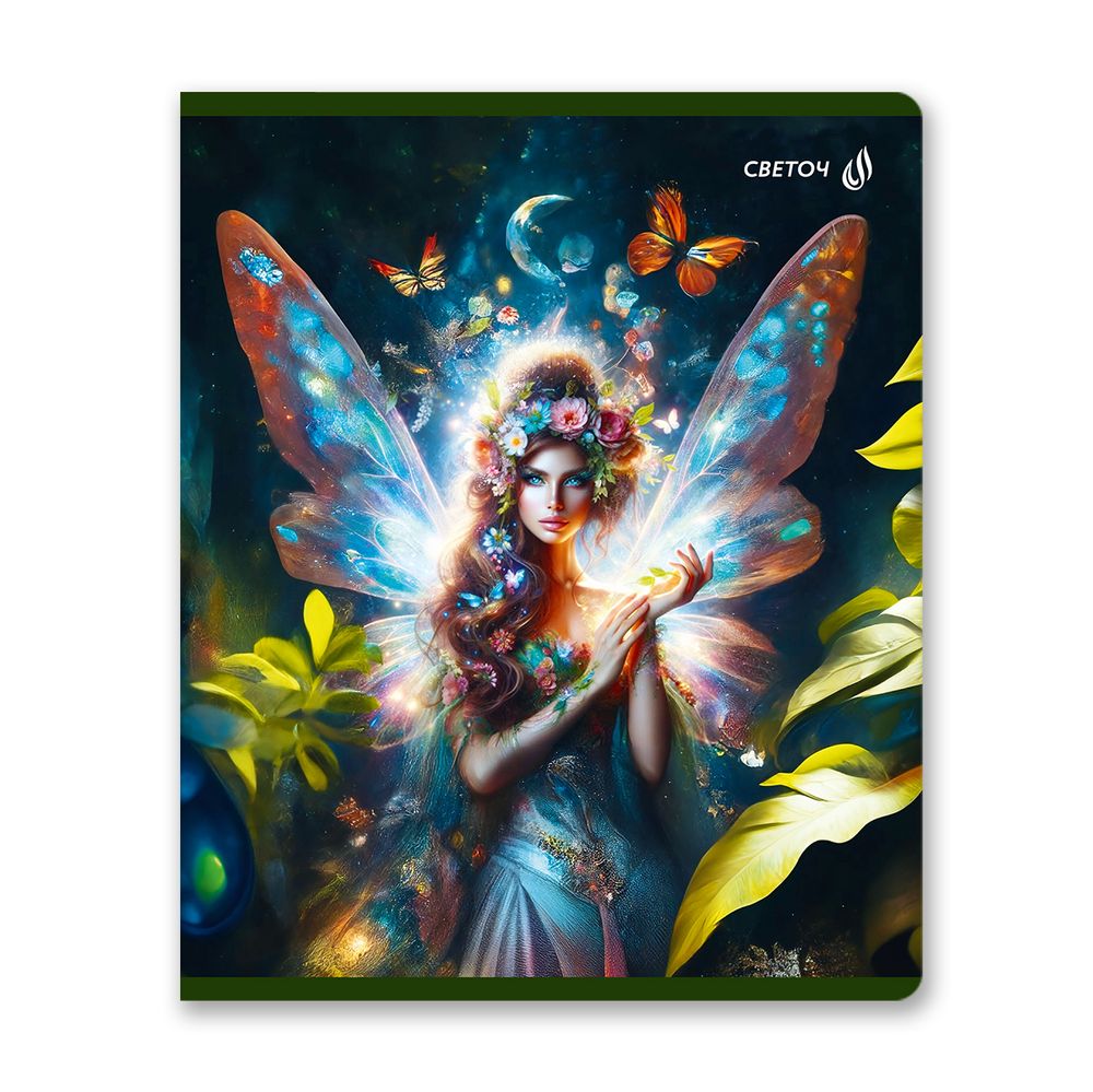 Тетрадь ученическая общая, выборочные блёстки, A5 48 л. на скобе 65 г/м², белизна 100% 10 шт клетка, 01477 Крылатая фантазия, Светоч Т83