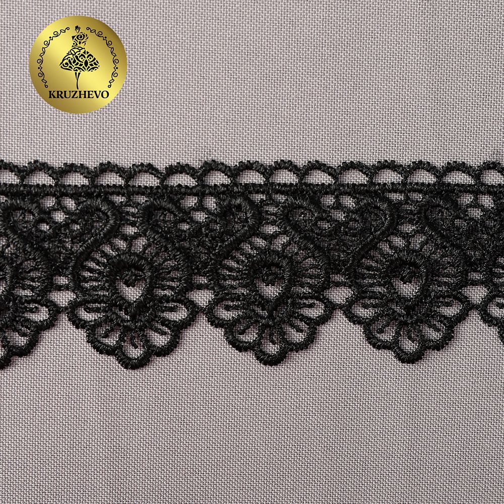 Кружево гипюр (плетёное) 45 мм / 13.71 метров, TBY.808, цв.черный