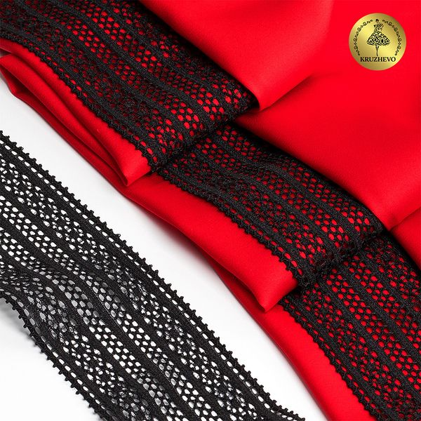 Кружево стрейч (эластичное) 50 мм / 10 метров, TBY.8035, цв.02 черный, Kruzhevo