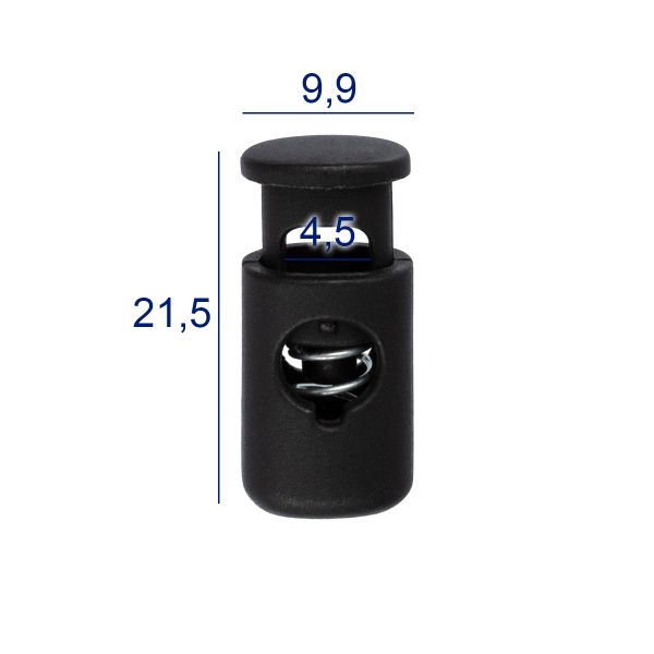 Фиксатор (зажим) для шнура пластик 1 отв., ⌀4.5 мм, 24 шт, №01 черный, Micron DA 5596