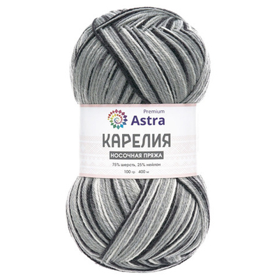 Пряжа Astra Premium (Астра Премиум) Карелия носочная (Karelia sock) / уп.2 мот. по 100 г, 400 м, 1014