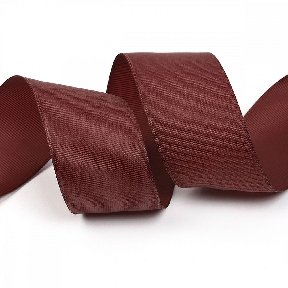 Лента репсовая (в рубчик) 38.0 мм, 868 холод.коричневый уп.27,4м