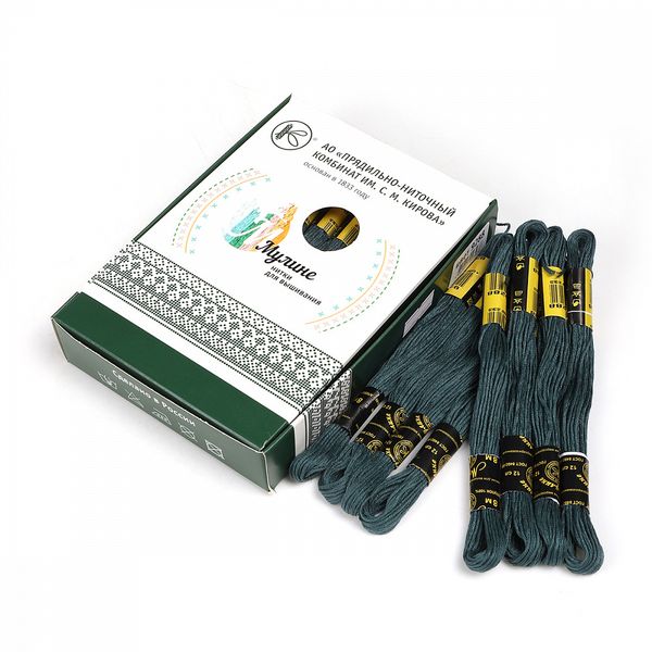 Мулине ПНК им.Кирова цв.9288 т.зеленый, 24 мотка по 8 метров