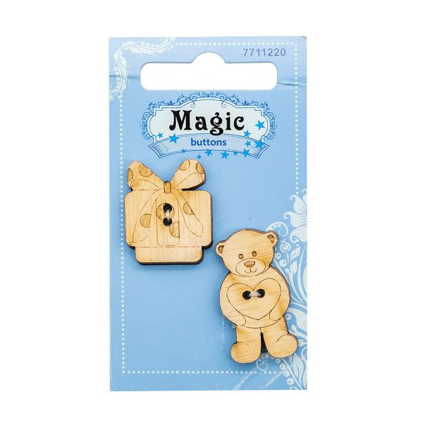 Украшения декоративные пуговицы Подарок, 2 шт, Magic Buttons BBL017-MX-P