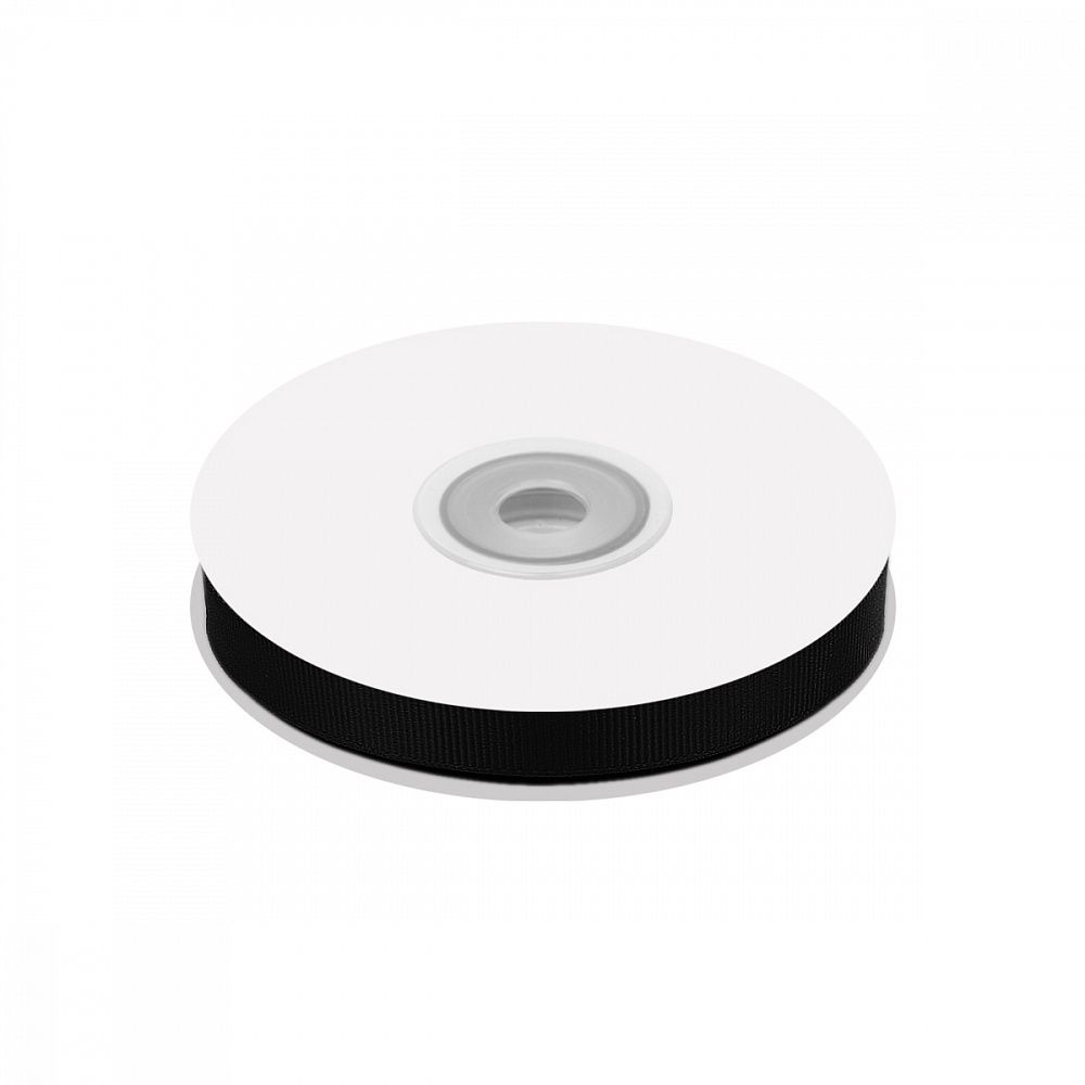 Лента репсовая (в рубчик) 10.0 мм цв. 030 черный уп.22.86м (±1м)