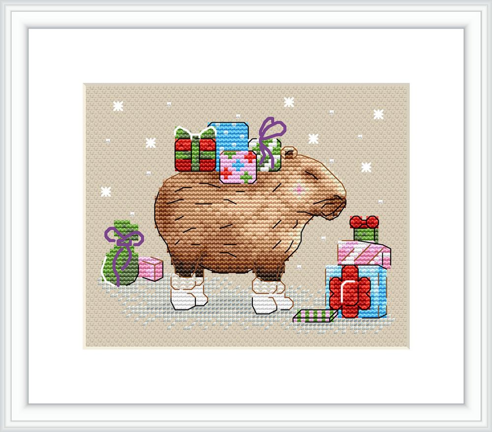 Набор для вышивания нитками МП Студия (Жар-птица), Сюрпризы от капибары, 11х13 см