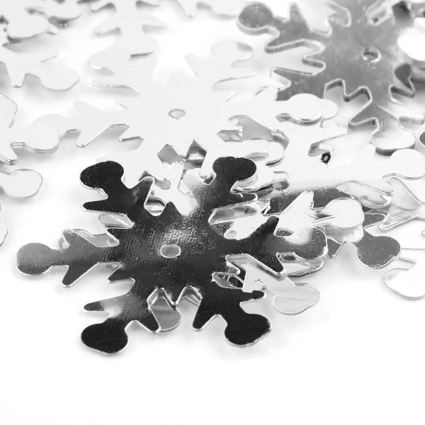 Пайетки фигурные снежинки, 24 мм, упак. 10 гр, Астра, 1 серебро, уп.10 шт