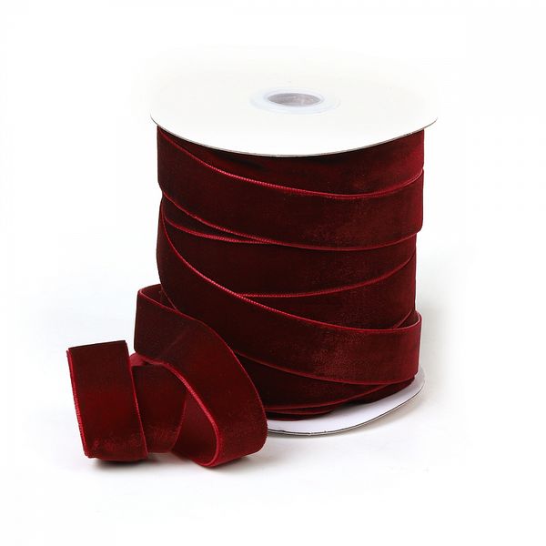 Лента бархатная (тесьма) 20.0 мм / 22.86±1 метров, арт.20VR44 нейлон цв.бордо