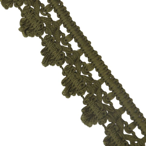 Тесьма отделочная вязаная 32 мм, 10 м, олива