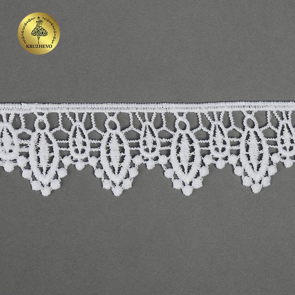 Кружево гипюр (плетёное) 40 мм, матовая нить, цв.01 белый уп.13,71м, Kruzhevo