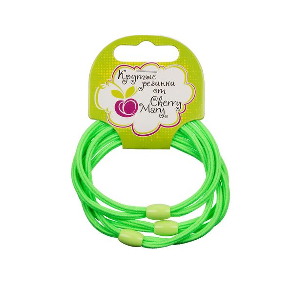 Набор резинок для волос R6017, 15 шт (5х3 шт), №02 зеленый, Cherry Mary R6017