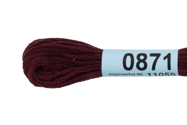 Мулине Gamma 100% хлопок, цв.0871 т.бордовый, 24 мотка по 8 метров