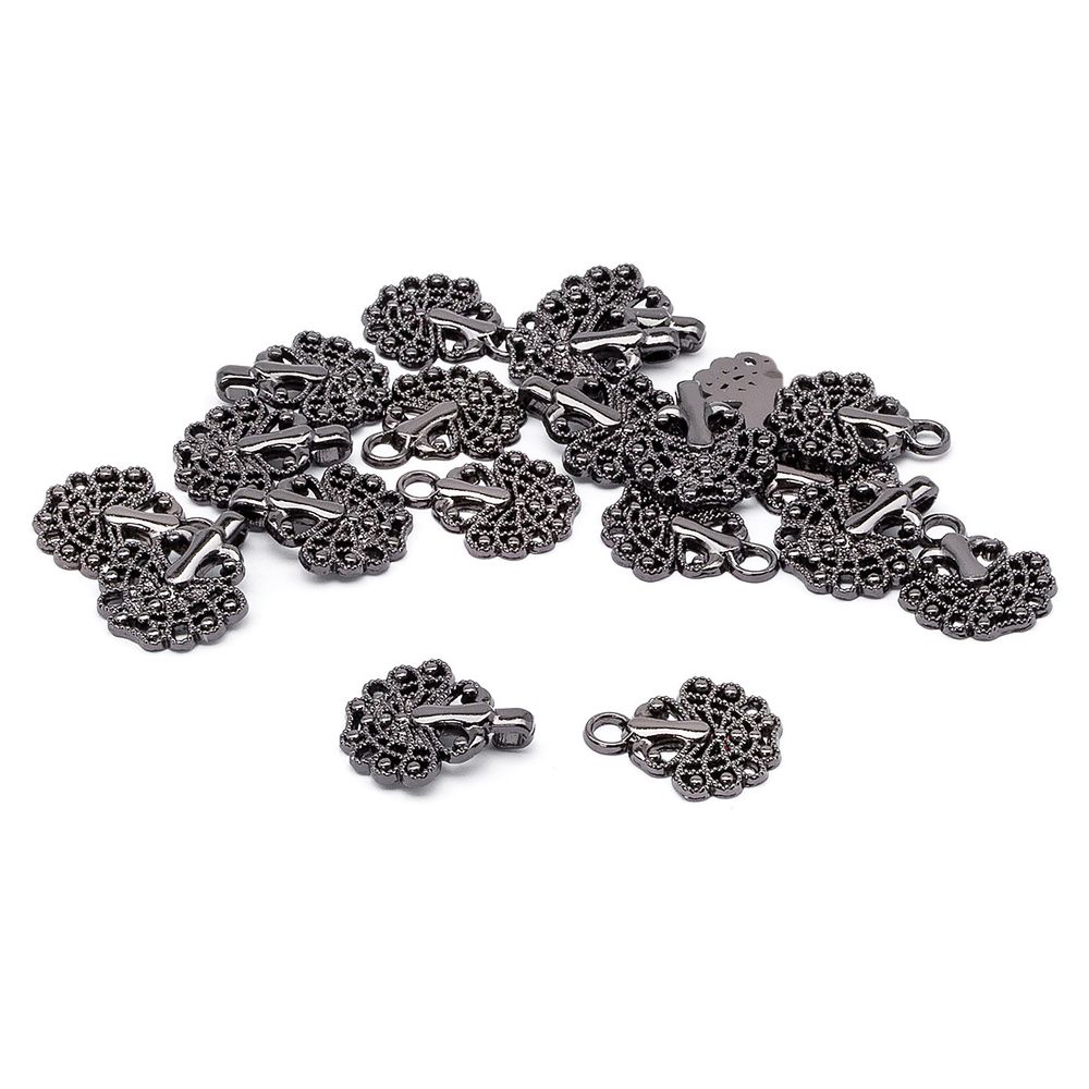 Крючки пришивные декоративные 37х17 мм, pewter, 10 шт