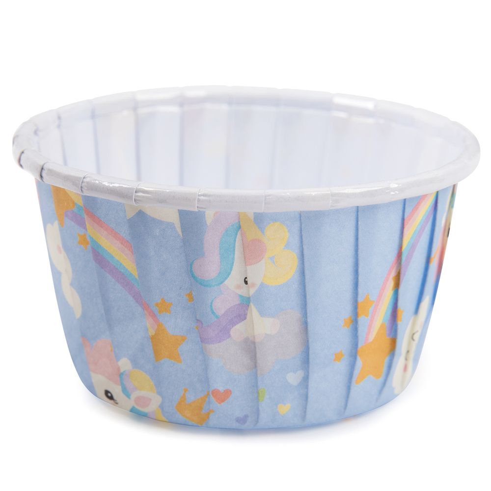 Формы для выпечки бумажные (усиленные с бортиком) 5 см, 5х3.9 см, 12 шт, №02 голубой с единорогами, S-Chief PPC-0010