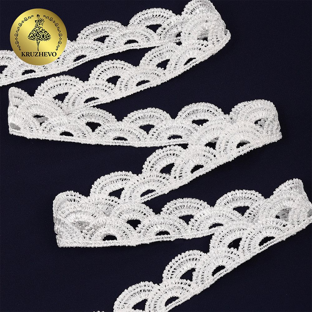 Кружево гипюр (плетёное) 22 мм, TBY.C01927A, теплый белый, 13.71м, Kruzhevo