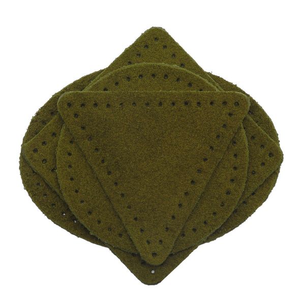 Набор заплаток пришивных из замши, круг, квадрат, треугольник, овал 6см, с перфорацией, 4 шт (33 хаки), 59723