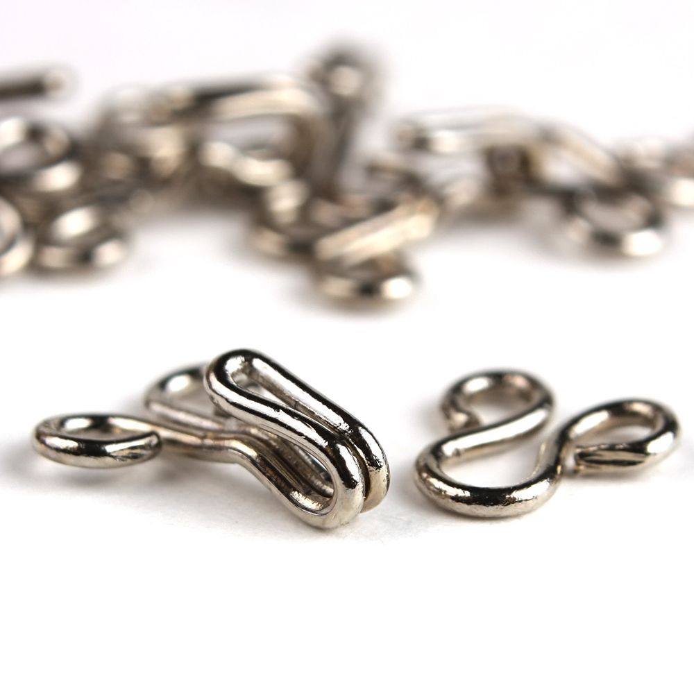 Крючки пришивные 7 мм, никель, серебристые, 14 шт, Pony