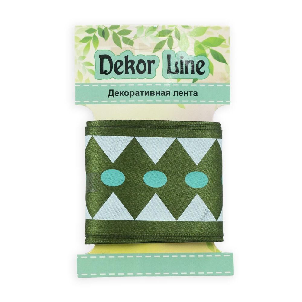 Лента атласная с рисунком Ромбы 45.0 мм / 3 метра, зеленый, Globus
