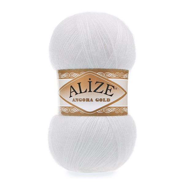 Пряжа Alize (Ализе) Angora Gold / уп.5 мот. по 100 г, 550м, 055 белый A
